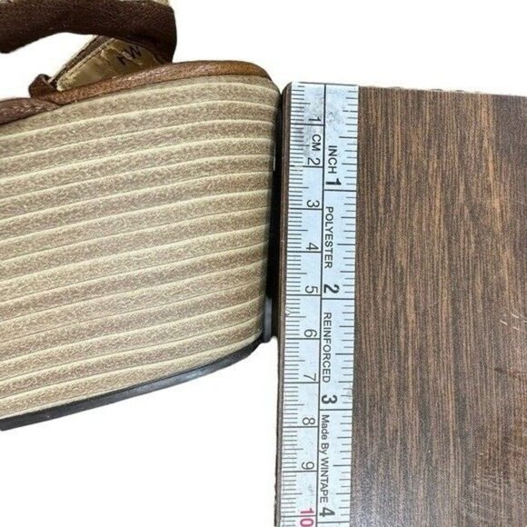 Stuart Weitzman 9.5 M Strappy Leather Platform Wedge Sandals Heels Brown Buckle - Picture 12 of 12